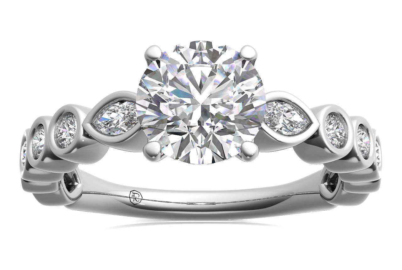 14kt white gold/18kt white gold/platinum/round/front