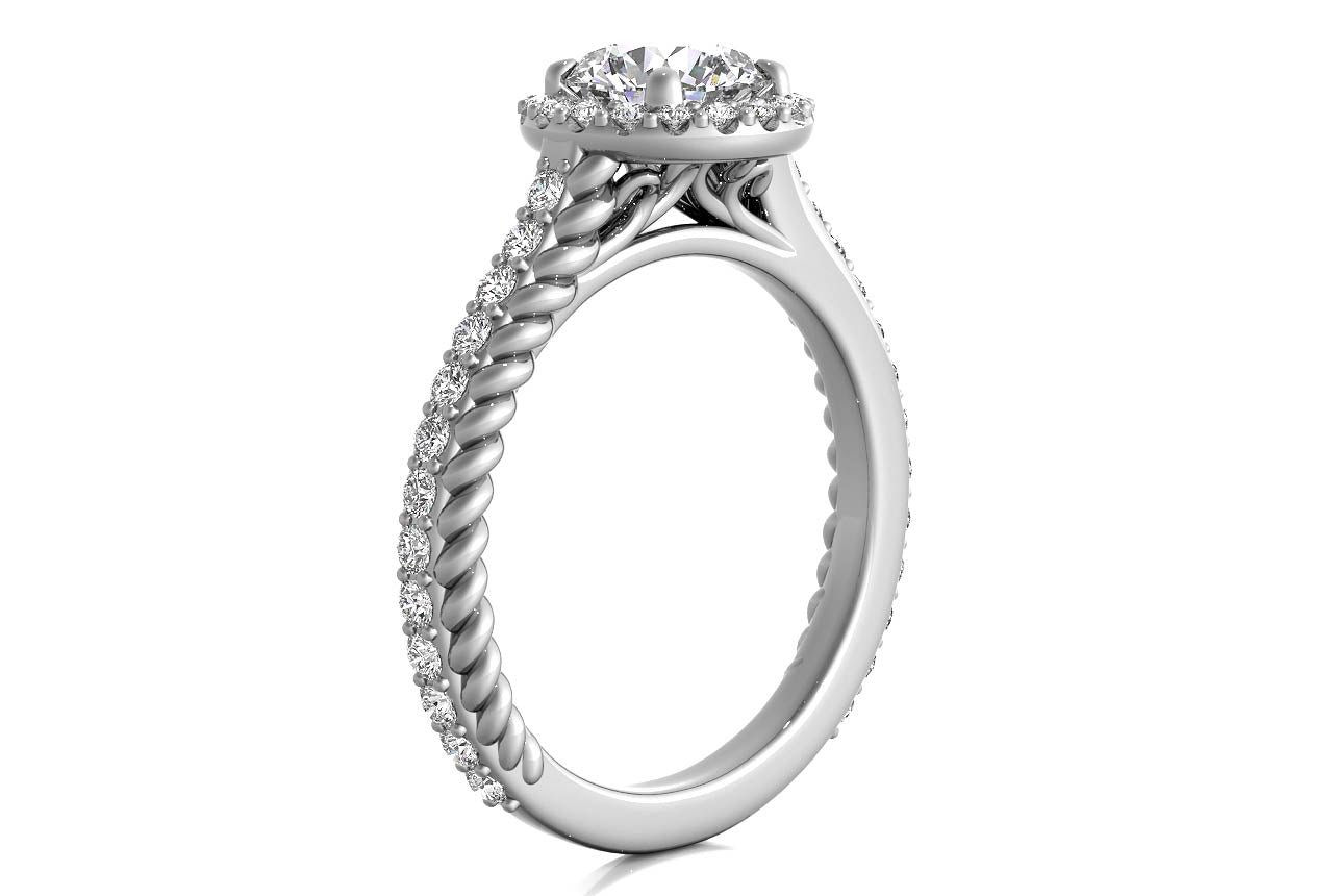 14kt white gold / round / side