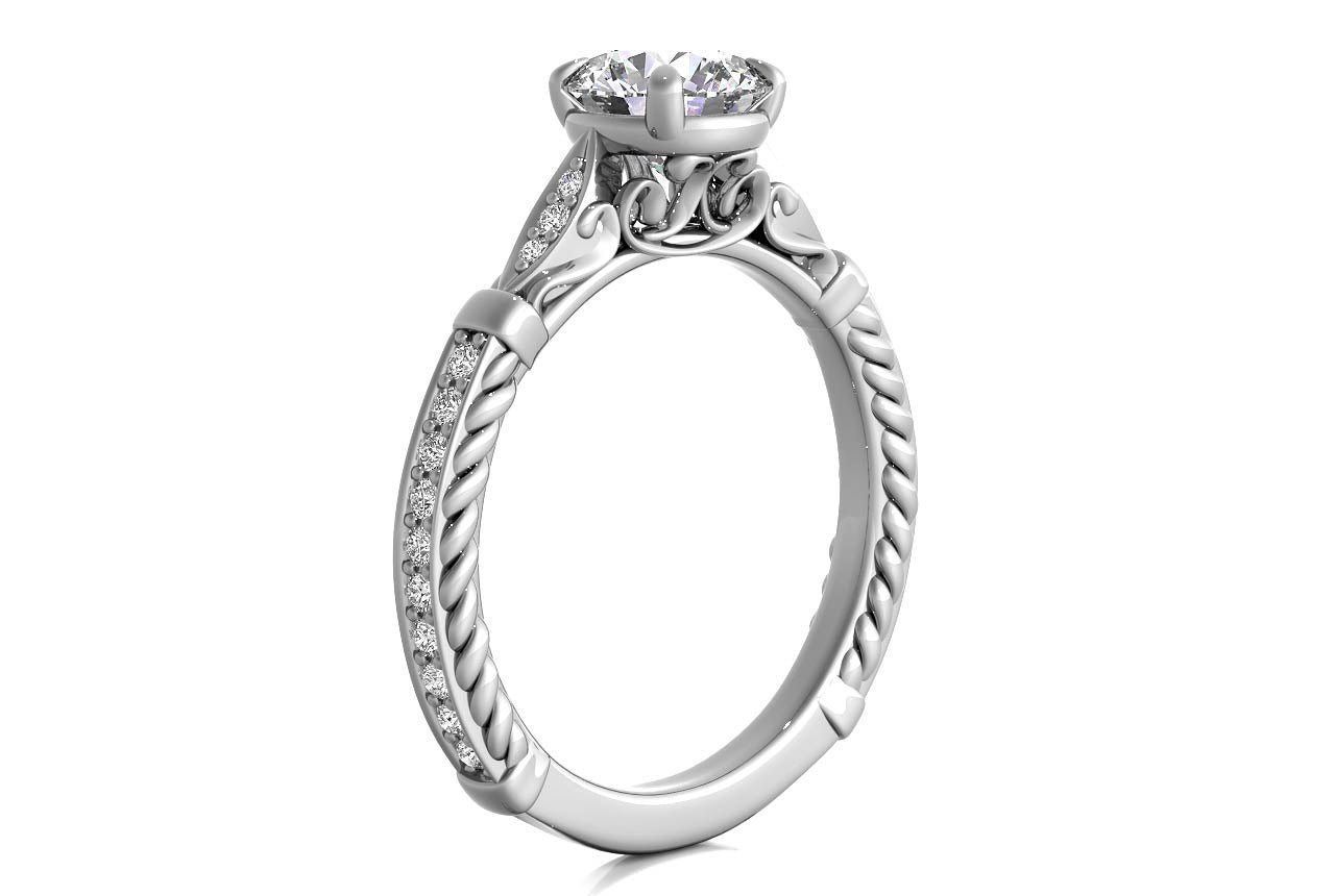 14kt White Gold/ Round / Side