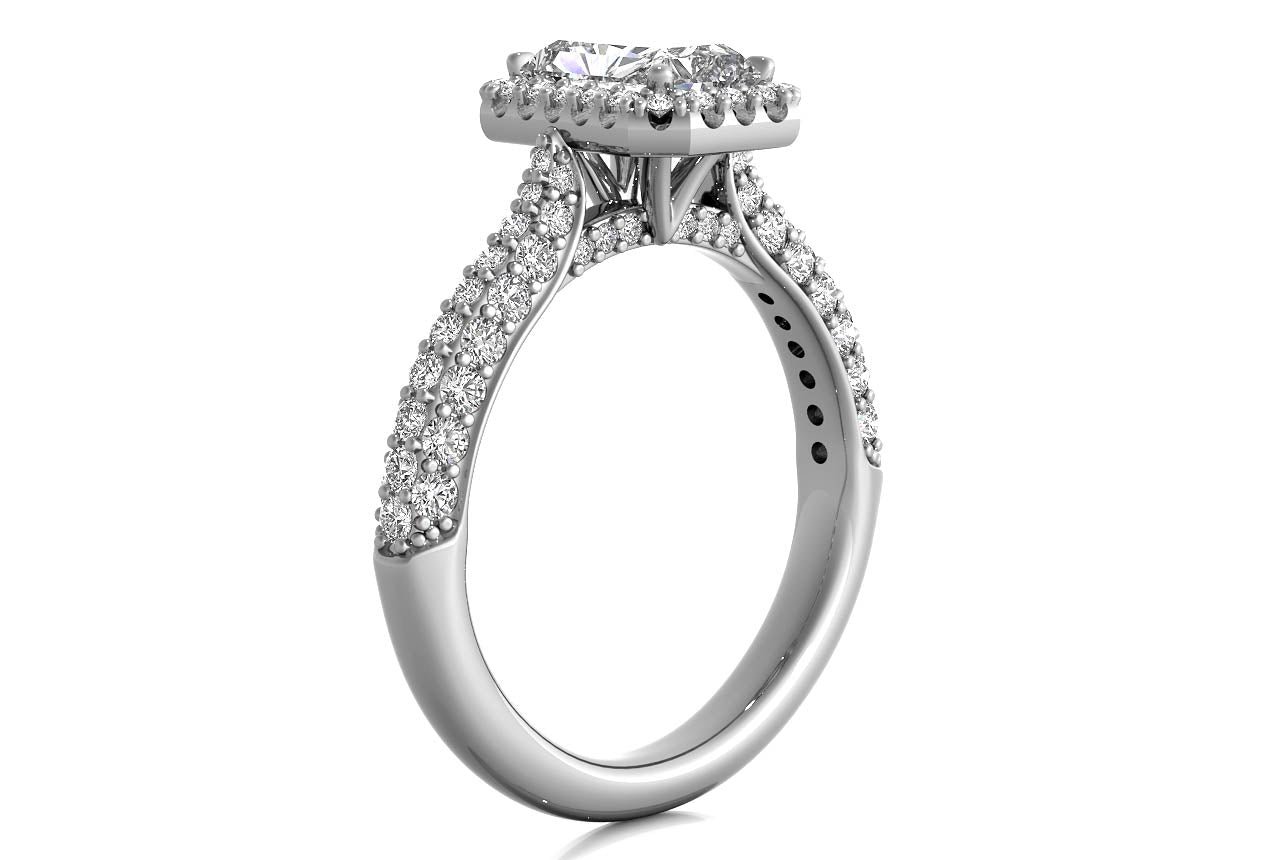 14kt white gold/18kt white gold/platinum/radiant/side