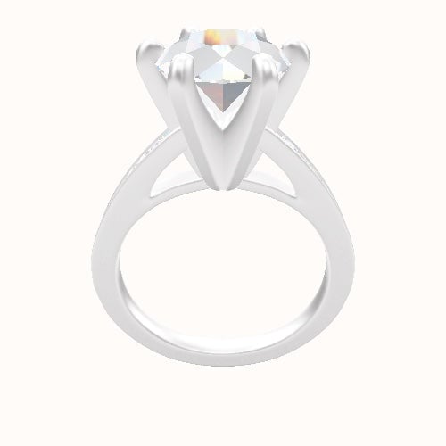 Micropave Cathedral Engagement Ring With Classic Six Prong Head