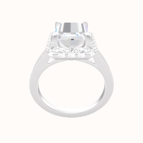 Micropave Cathedral Engagement Ring With Halo Head