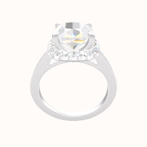 Micropave Cathedral Engagement Ring With Halo Head