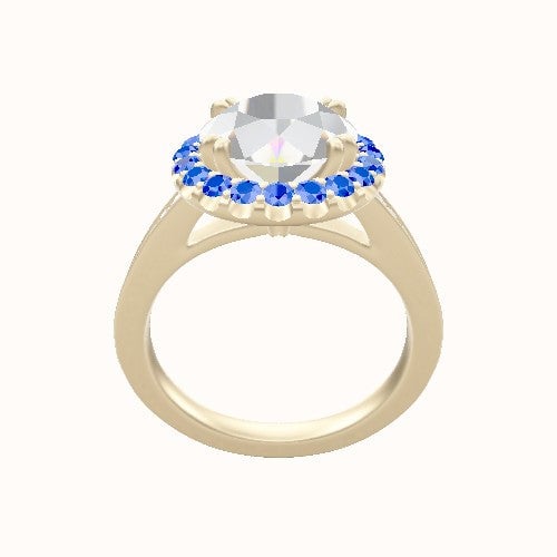 Micropave Cathedral Engagement Ring With Halo with Double Prong Head