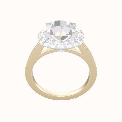 Micropave Cathedral Engagement Ring With Halo with Double Prong Head