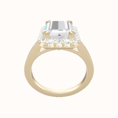 Micropave Cathedral Engagement Ring With Halo with Double Prong Head