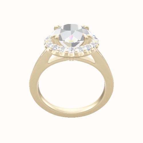 Micropave Cathedral Engagement Ring With Halo with Double Prong Head