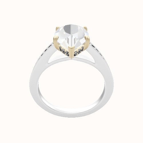 Micropave Cathedral Engagement Ring With Low Set Pave  Hidden Halo Head