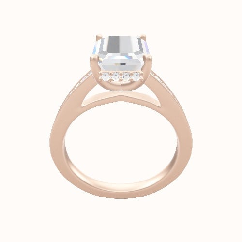 Micropave Cathedral Engagement Ring With Low Set Pave  Hidden Halo Head