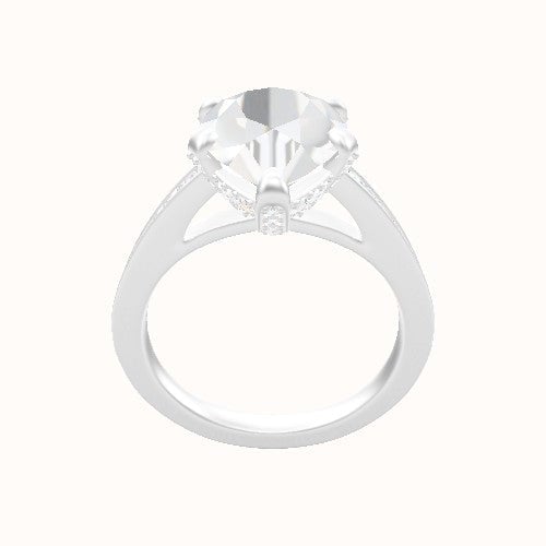 Micropave Cathedral Engagement Ring With Pave Basket Head