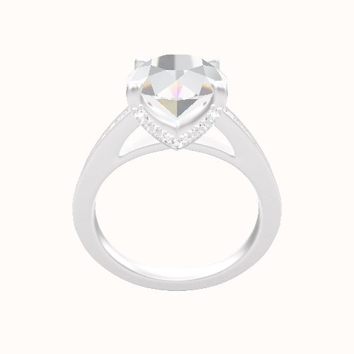 Micropave Cathedral Engagement Ring With Pave V Prong Head