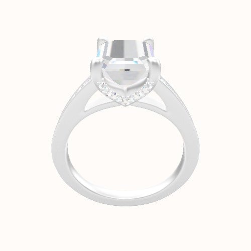 Micropave Cathedral Engagement Ring With Pave V Prong Head