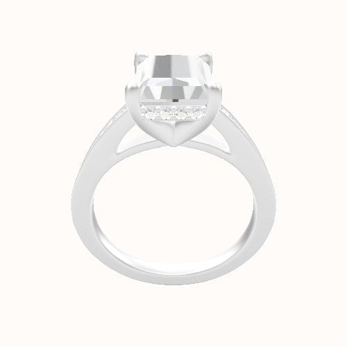 Micropave Cathedral Engagement Ring With V Prong with Hidden Halo Head
