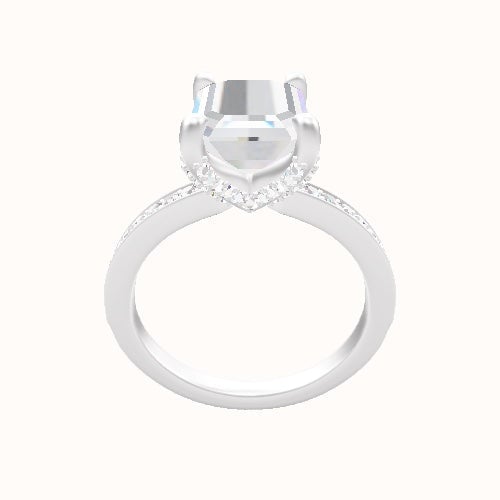 Micropave Engagement Ring With Double Pave V Prong Head