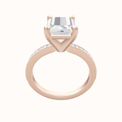 Micropave Engagement Ring With High Set Four Prong Head