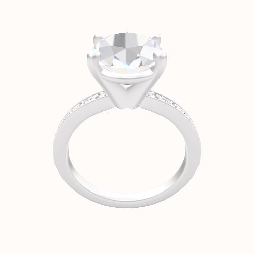 Micropave Engagement Ring With High Set Four Prong Head