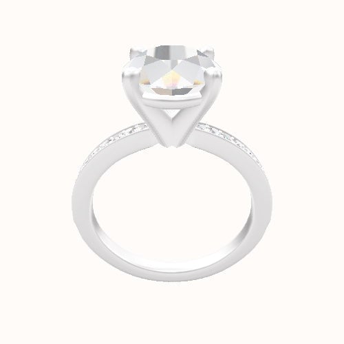 Micropave Engagement Ring With High Set Four Prong Head