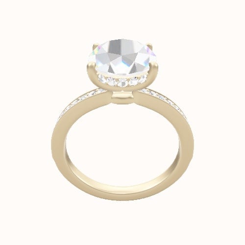 Micropave Engagement Ring With Low Set Pave  Hidden Halo Head