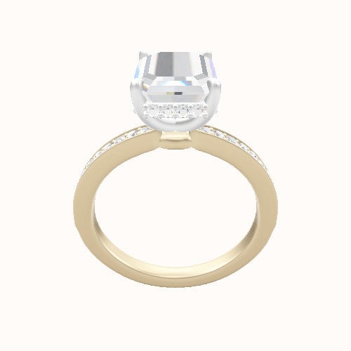 Micropave Engagement Ring With Low Set Pave  Hidden Halo Head