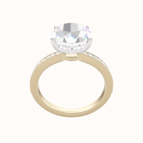 Micropave Engagement Ring With Low Set Pave  Hidden Halo Head