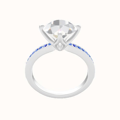 Micropave Engagement Ring With Petal Compass Prong Head