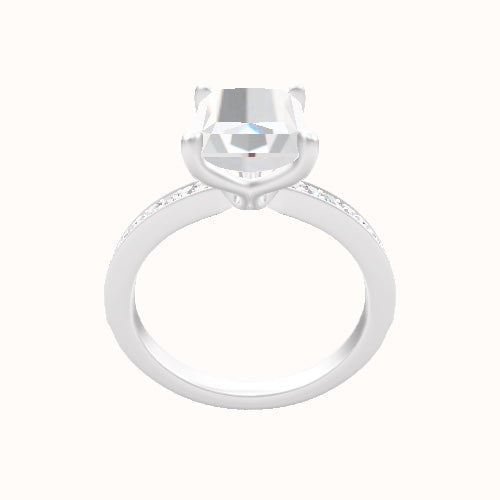 Micropave Engagement Ring With Petal Four Prong Head