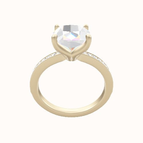 Micropave Engagement Ring With Petal Four Prong Head