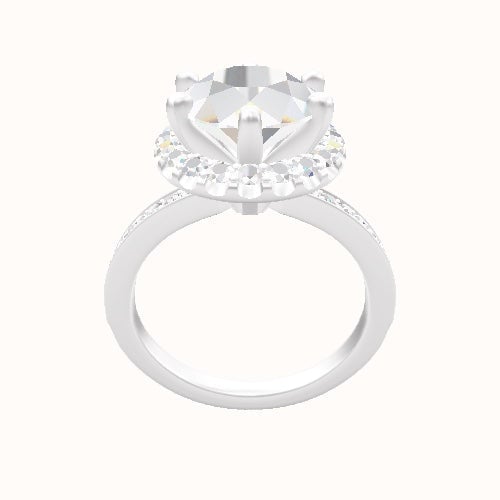 Micropave Engagement Ring With Six Prong Halo Head