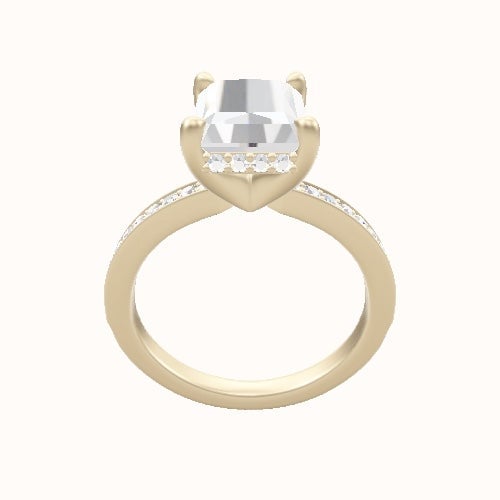 Micropave Engagement Ring With V Prong with Hidden Halo Head