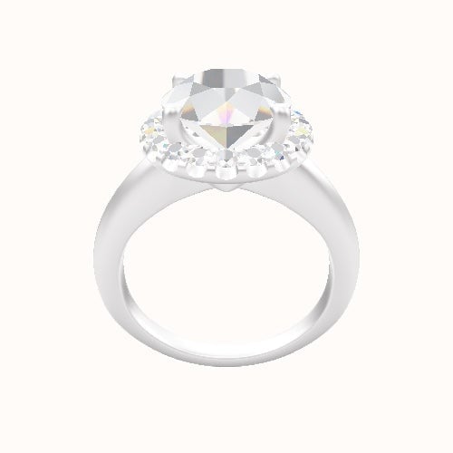 Modern Knife Edge Engagement Ring With Halo Head