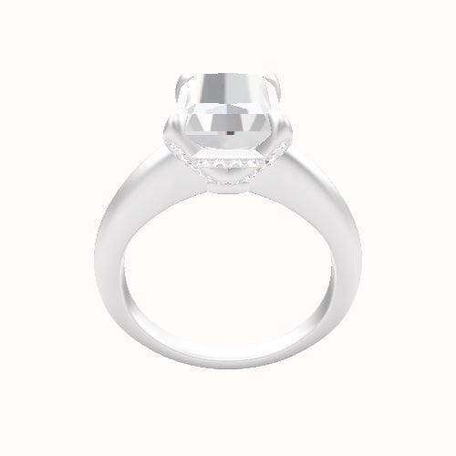 Modern Knife Edge Engagement Ring With Pave Basket Head