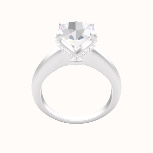 Modern Knife Edge Engagement Ring With Pave Petal Four Prong Head