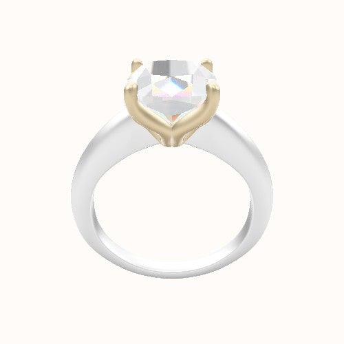 Modern Knife Edge Engagement Ring With Petal Four Prong Head
