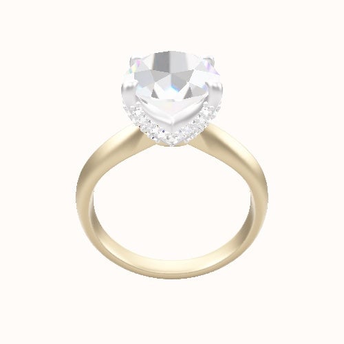 Modified Knife Edge Engagement Ring With Double Pave V Prong Head