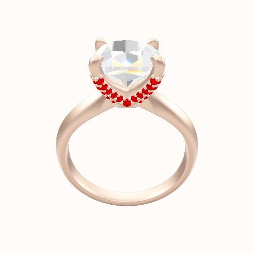 Modified Knife Edge Engagement Ring With Double Pave V Prong Head