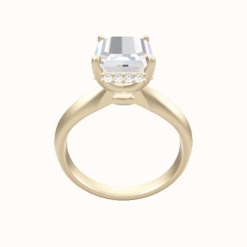 Modified Knife Edge Engagement Ring With Low Set Pave  Hidden Halo Head