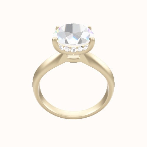 Modified Knife Edge Engagement Ring With Low Set Pave  Hidden Halo Head