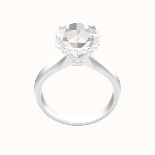 Modified Knife Edge Engagement Ring With Pave Basket Head