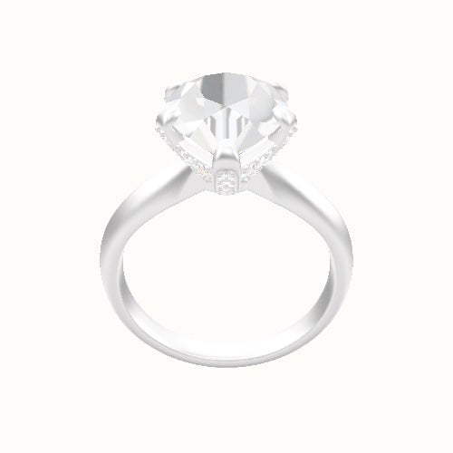 Modified Knife Edge Engagement Ring With Pave Basket Head