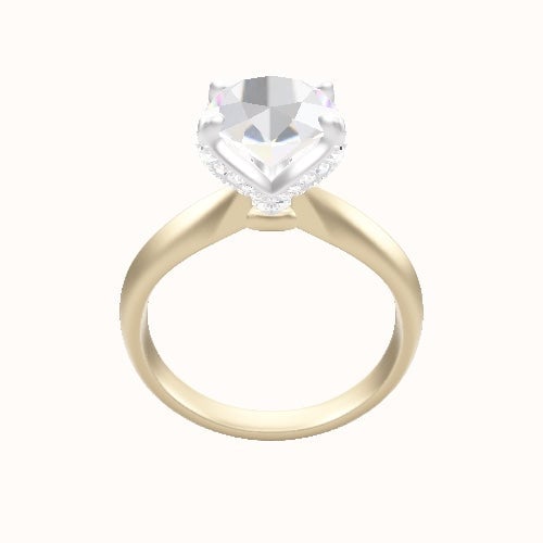 Modified Knife Edge Engagement Ring With Pave Petal Four Prong Head