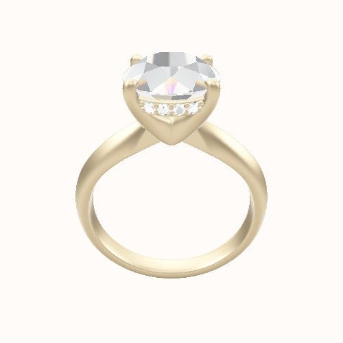 Modified Knife Edge Engagement Ring With V Prong with Hidden Halo Head