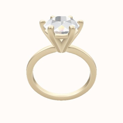 Open Solitaire Engagement Ring With High Set Six Prong Head