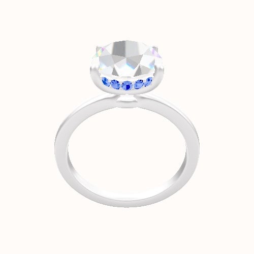 Open Solitaire Engagement Ring With Low Set Pave  Hidden Halo Head