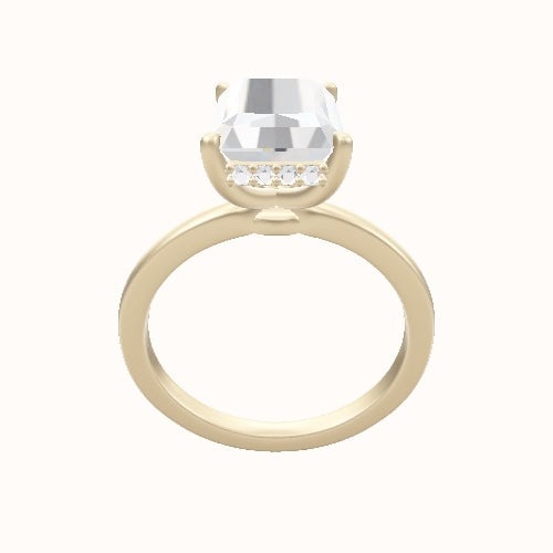 Open Solitaire Engagement Ring With Low Set Pave  Hidden Halo Head