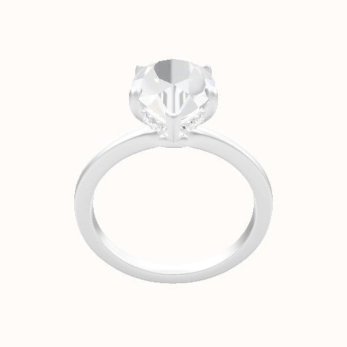 Open Solitaire Engagement Ring With Low Set Pave  Hidden Halo Head