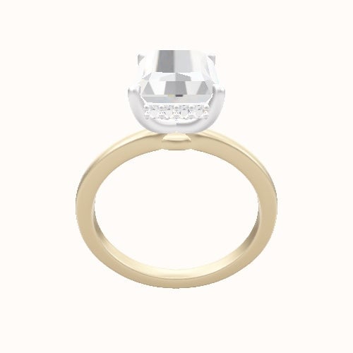 Open Solitaire Engagement Ring With Low Set Pave  Hidden Halo Head