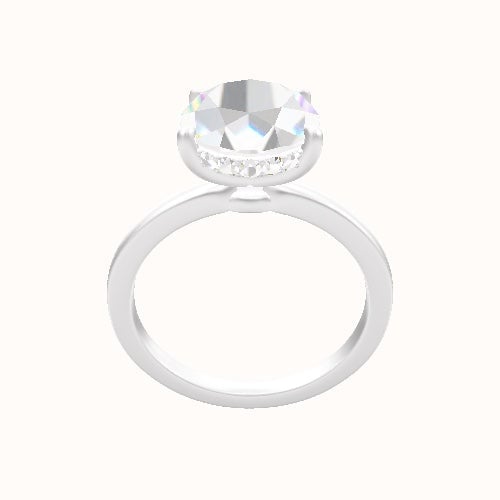 Open Solitaire Engagement Ring With Low Set Pave  Hidden Halo Head
