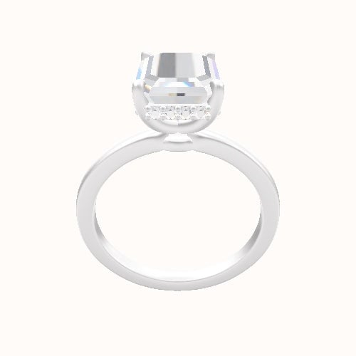Open Solitaire Engagement Ring With Low Set Pave  Hidden Halo Head