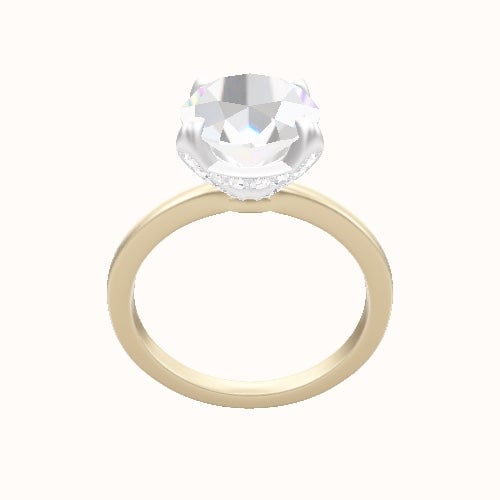 Open Solitaire Engagement Ring With Pave Basket Head