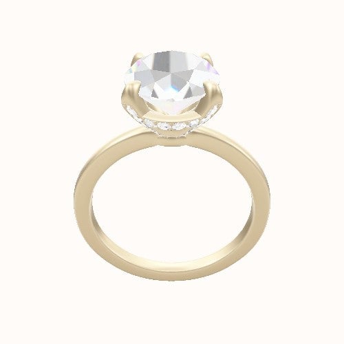 Open Solitaire Engagement Ring With Pave Basket Head